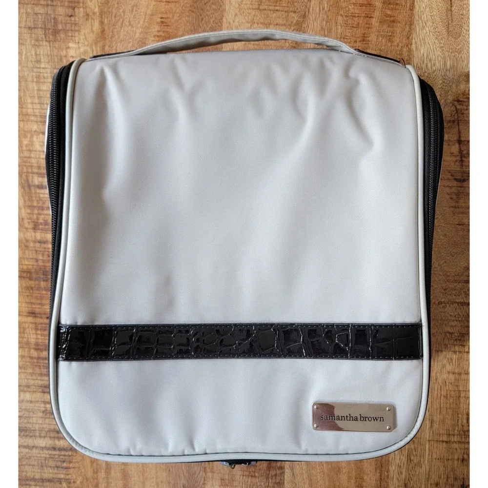 Samantha Brown Gray Nylon Hanging Cosmetic Travel Toiletry Case Organizer Bag‎